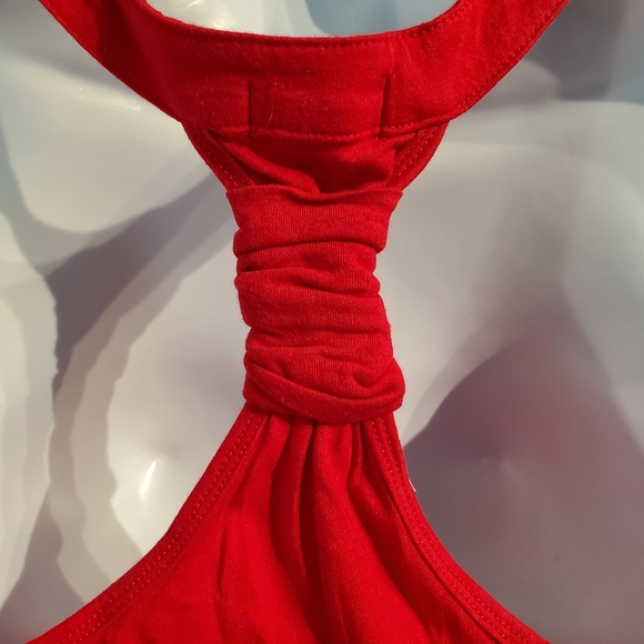 Small Red Tank Top, Thick Sexy Back Strap w/ Knot, Stretchy, Lightly Used, Comfy - Picture 8 of 11